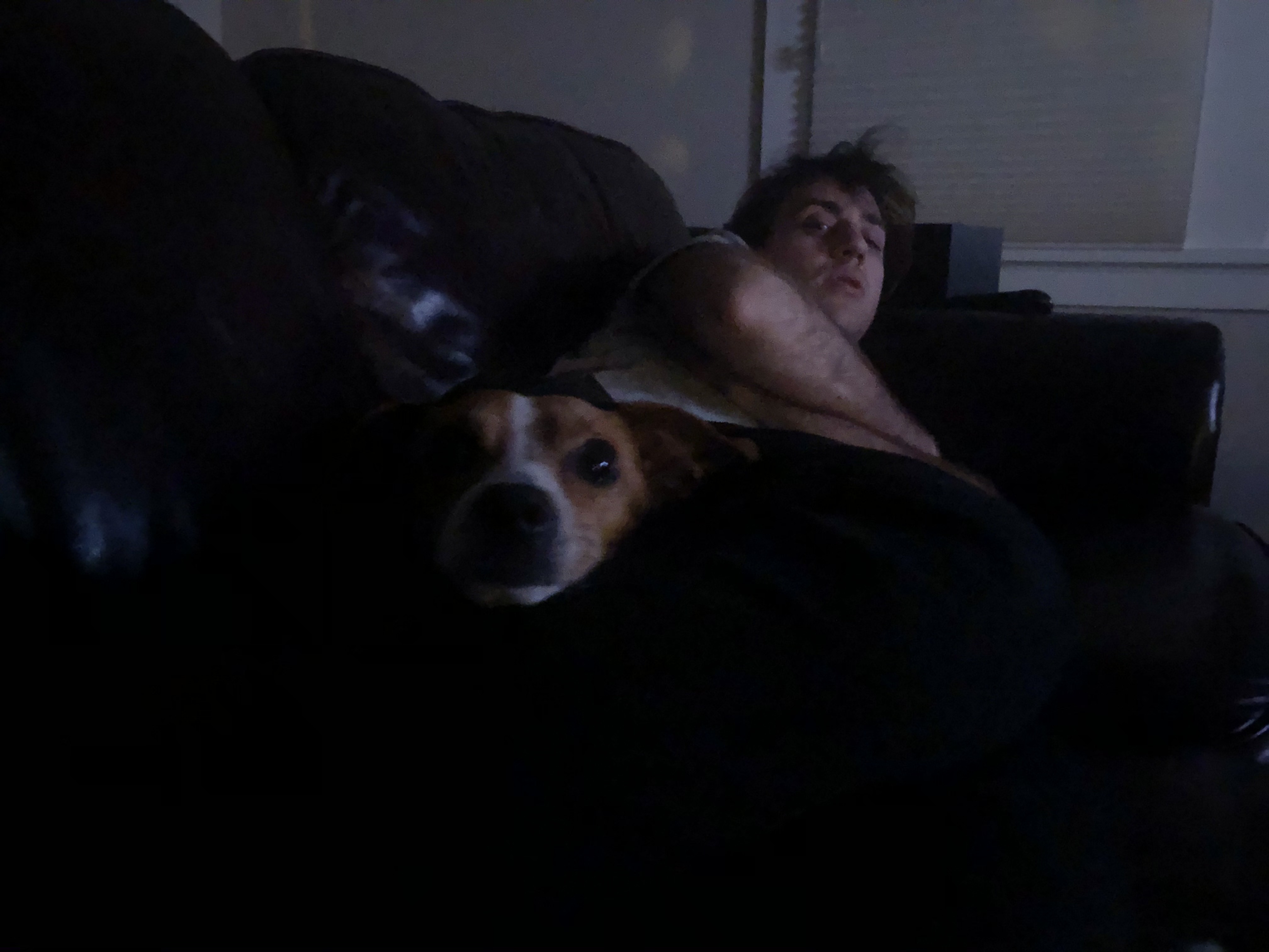 young man and dog